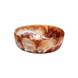 Bol de service décoratif en résine d'origine indienne, unique, poli à la main, écologique, lavable au lave-vaisselle, pour les fêtes - Product Image 1