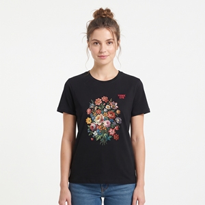 T-shirts pour femmes à motifs floraux, manches courtes, col rond, coupe classique, imprimé coloré, jersey décontracté, mode estivale, respirant - Product Image 3