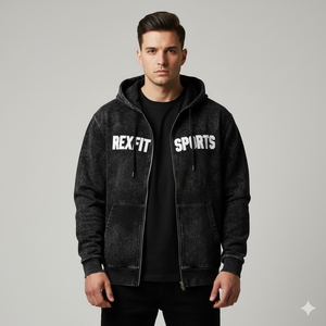 Superior Quality Cheap Price black Zipper Hoodie <b>Zip</b> <b>up</b> <b>Jacket</b> Acid Wash Vintage Washed Men Fleece Streetwear Hoodie - Product Image 5