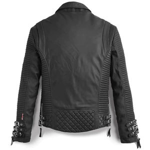 2025 Autumn Winter Short Thick Windproof Woolen Mens Varsity Leather <b>Jacket</b> with Studded Spikes and <b>Rhinestones</b> - Product Image 3