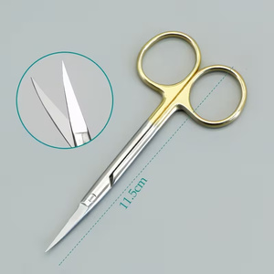 กรรไกรผ่าตัดสแตนเลส ด้ามจับสีทอง เครื่องมือผ่าตัด ปลายโค้งแหลม - Product Image 2