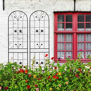 Set di 2 tralicci da giardino in metallo nero da 220 cm x 50 cm, antiruggine, per piante rampicanti, recinzioni e cancelli - Product Image 6