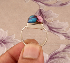 Trendy Bohemian Statement Copper <b>Turquoise</b> <b>Ring</b> Unique Artisan Design Spiny Oyster Accessories Premium Quality Designer <b>Ring</b> - Product Image 4