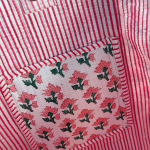 Sac fourre-tout bohème matelassé en coton imprimé à la main pour femme avec fermeture ouverte, sac fourre-tout lavable, sac en coton imprimé Jaipur - Product Image 5