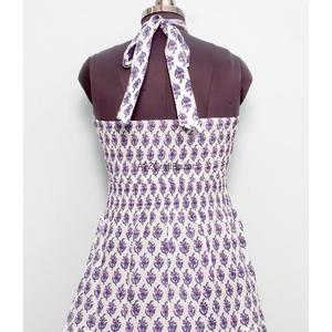 Robe maxi vintage en coton indien, épaules dénudées, imprimé floral, respirante, lavable, pour les fêtes d'été - Product Image 6