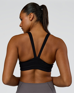 Soutien-gorge de sport noir à col carré et dos nageur pour femme, maintien moyen, yoga, fitness, sans coutures, respirant, anti-transpiration, en Spandex et Polyester - Product Image 5