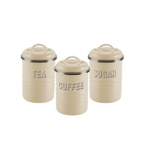 New Arrival Set of 3 Canister Sugar Tea Coffee Storage Box Container For Kitchen Tabletop <b>Decorative</b> Canister Set With <b>Lid</b> - Product Image 4