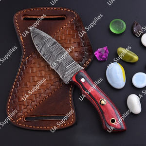 Couteau de chasse, de pêche et de camping à lame fixe en acier Damas, fabrication sur mesure, vente chaude, DIY, OBM, ODM, manche en résine époxy - Product Image 4