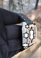 Nouvelle conception, ceinture en acier inoxydable de luxe faite à la main, boîtier carré mécanique, verre saphir, analogique, bouton poussoir, fermoir caché, moissanite