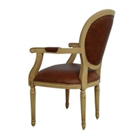 Fauteuil Louise Philippe rembourré en cuir synthétique Chaises d'appoint vintage pour mobilier européen de restaurant et d'hôtel