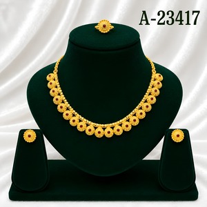 Classic 24K Gold Plated <b>Leaf</b> Pattern <b>Necklace</b> and Earring Set for Women Wedding Jewelry A-23403 - Product Image 2