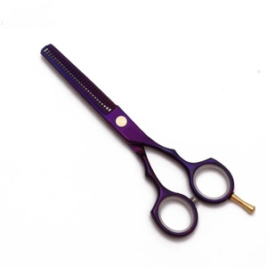 Tijeras Profesionales para Adelgazar el Cabello, Color Morado, Acero Inoxidable, Punta Afilada, Mango de Cerámica, Mango Largo, para Diestros, 28 Dientes, Duraderas - Product Image 2