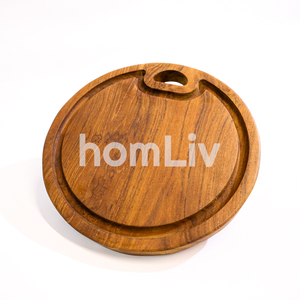 Tabla de Cortar Redonda Pequeña de Madera de Teca, Sostenible, Segura para Alimentos, Sin Pintura ni Barniz, Halal, Personalizada para Cocina - Product Image 1