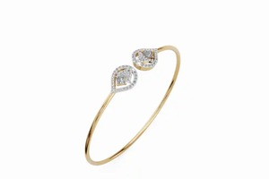 Tulip Duo Diamond Kada Bracelet 0.884 Carats 76 Stones 9k 14k 18k Yellow <b>Rose</b> White <b>Gold</b> Floral <b>Bangle</b> Lab Grown Jewelry 76 Pcs - Product Image 2