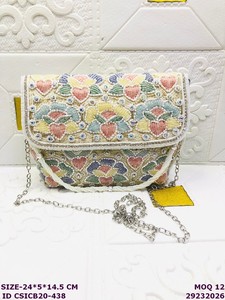 Luxury Handmade Satin Beaded Embroidered Evening <b>Clutch</b> Bag for Women | Floral Bridal <b>Wedding</b> Party Purse Detachable Shoulder - Product Image 3