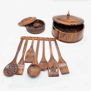 Ensemble de service à salade en bois artisanal écologique avec cuillère, fourchette et spatule, kit d'ustensiles écologiques fourchette et spatule - Product Image 3