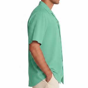 Trendy Plain Turn <b>Down</b> Collar Men's Shirts Short Sleeve Street Style Wholesale Bulk Supply New Fashion - Product Image 4