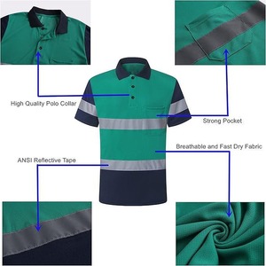 Custom Reflective Polo T <b>Shirt</b> for Men High Visibility Reflective Safety <b>Shirt</b> Hi Vis Workwear Polo <b>Shirt</b> Visibility Protection - Product Image 4