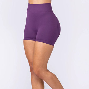 Shorts de sport pour femmes à taille haute respirants avec logo personnalisé, fabriqués en spandex/polyester, taille élastique - Product Image 1