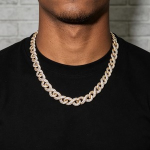Collier et Bracelet Miami Iced Out Infinity Cuban Link 10 mm de Qualité Export, Bijoux Hip Hop pour Hommes avec 8 Symboles en Zircon, Style Streetwear - Product Image 2