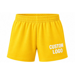 Custom Logo Women's <b>Crop</b> <b>Top</b> & Shorts Set <b>Yellow</b> Casual Summer Outfit Loose Fit Jersey Fabric Heat Transfer Printing - Product Image 3