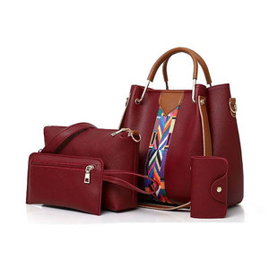 Wholesale Royal Maroon 4 Pieces Handbag Designer <b>Purses</b> and Handbags Fashion <b>Large</b> Canvas Handbag Personalized - Product Image 1