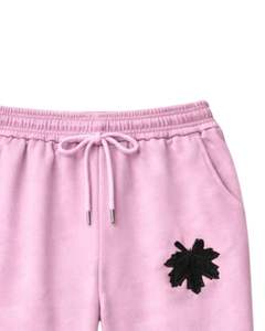 Conjunto de Sudadera con Capucha Negra Personalizada con Estampado de Hojas Rosas y Pantalones Deportivos Rosas para Mujer, Sudadera de Felpa con Pantalones a Juego - Product Image 5