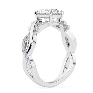 แหวนเพชรทรงรีเพาะเลี้ยงในห้องปฏิบัติการ ดีไซน์เกลียวสวยหวาน ทองคำชมพู 14K สำหรับผู้หญิง เหมาะสำหรับวันครบรอบ - Product Image 4