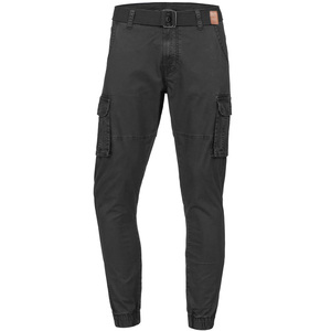 Men's <b>Black</b> Cargo Pants Canvas Material Multiple Pockets Casual Style Mid Waist Button Fly Spring Wear - Product Image 5
