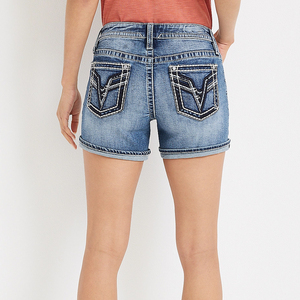 Shorts de Algodón Premium para Mujer, Lavado a la Piedra, Cintura Alta, Estilo Casual Urbano, Verano, Fabricante OEM - Product Image 2