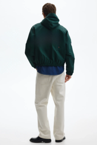 Chaqueta Bomber Verde con Capucha para Hombre, Cierre de Cremallera, Resistente al Viento, Informal, Otoñal, Material de Poliéster, Corte Regular, Color Sólido - Product Image 3