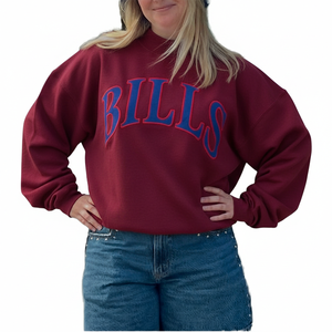 Sudadera Oversize de Cuello Redondo para Mujer, Gris, con Estampado de Letras 'Bills', Hombros Caídos, Manga Larga, Tejido de Algodón, para Otoño, en Oferta - Product Image 2