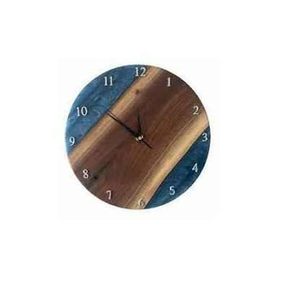 Horloge murale suspendue en bois et résine de quartz personnalisable River Design pour salon - Design moderne, cadeau de Noël personnalisé - Product Image 2