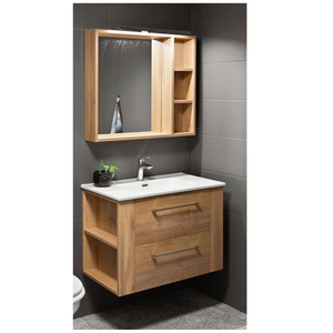 Ensemble de meubles de salle de bain en teck à fixation murale - Product Image 1