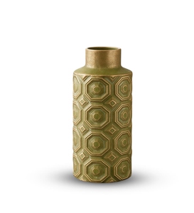 2025 Best Seller Modern <b>Ceramic</b> <b>Vase</b> Matte Green Geometric Pattern Tabletop Decor 8-16 Inches - Product Image 1