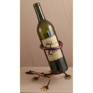 Porte-bouteilles de vin vintage en métal doré, décoratif, sur pied, en fer, avec motif feuille de vigne, pour décoration de cuisine - Product Image 4