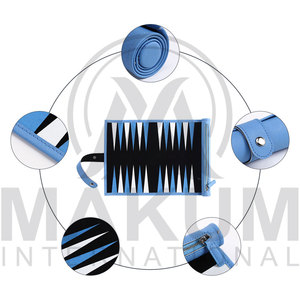 Backgammon de luxe sur mesure de haute qualité, en cuir noir et blanc, avec jetons. - Product Image 6