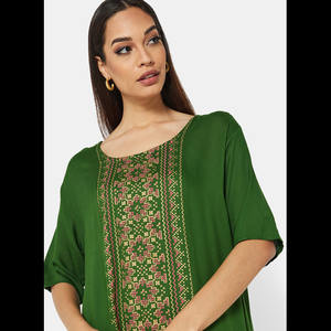 Elegante caftán indio tradicional para adultos, Vestido corto para mujer, estilo con gracia, tela viscosa de diseño étnico - Product Image 5