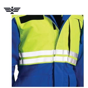 Veste de travail haute visibilité en polyester pour homme, bleu lime, réfléchissante, imperméable, coupe-vent, impression sérigraphique, uniforme ANSI - Product Image 2