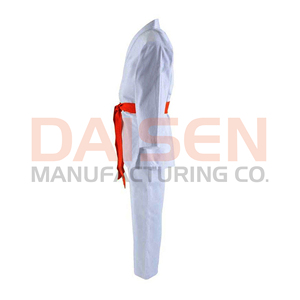 White Karate Gi Uniform Children Unisex 100 Cotton Durable Regular Fit Plain Dyed Style <b>Red</b> <b>Belt</b> Included - Product Image 3