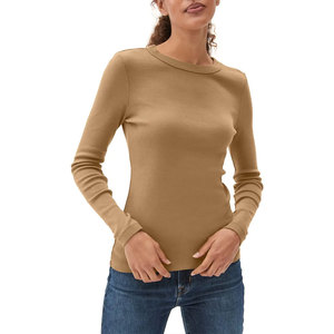 T-shirts unisexes à manches longues en coton 100% pour femmes, coupe classique, avec logo brodé personnalisé, séchage rapide, respirant, écologique - Product Image 4
