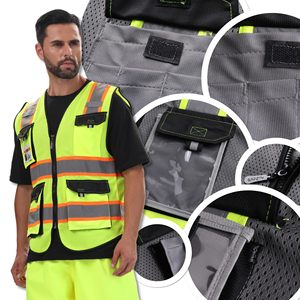 High Visibility Reflective Safety Vests for Men Women Vest with Pockets Mesh Fabric <b>Construction</b> Safety Apparel Neon <b>Work</b> Vest - Product Image 6
