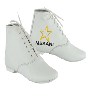 MBAANI Zapatos de baile de jazz de cuero genuino blanco, planos, unisex, con logotipo de estrella, zapatos de jazz, calzado de baile transpirable que absorbe la humedad - Product Image 3