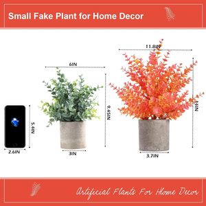 Lot de 2 plantes artificielles en pot d'eucalyptus de 35,5 cm, petites décorations d'automne pour la maison, les étagères, la salle de bain, le bureau – Décorations d'automne de marque Farm-Fall - Product Image 4