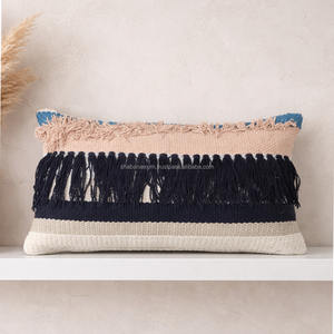 Housse de coussin lombaire rayée bohème 30x50, tissée à la main, texturée, lavable, style bohème chic, à prix avantageux - Product Image 5