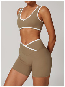 Nouveaux ensembles de vêtements de sport pour femmes, yoga, course à pied, entraînement, 2 pièces, shorts et soutien-gorge, ensembles de fitness pour femmes - Product Image 4