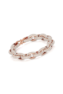 Pulsera de cadena de oro rosa auténtico con diamantes de talla brillante redonda y engaste de canal, de lujo, unisex, para uso diario. - Product Image 4