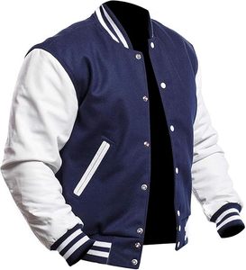 Premium Mens Winter Varsity College <b>Baseball</b> <b>Bomber</b> <b>Jacket</b> Knitted Eco-Friendly Breathable Canvas Vintage Casual Plus Size - Product Image 2