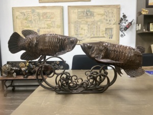 Sculpture d'art en fer forgé en forme de poissons, style moderne et antique, pour la décoration intérieure, cadeaux, artisanat, Feng Shui, design 3D personnalisable, du Vietnam - Product Image 5
