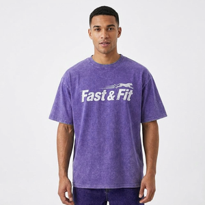 Wholesale 100% Cotton Regular Fit Acid Washed Logo T-<b>Shirt</b> <b>for</b> <b>Men</b> Custom Heavyweight Casual <b>Satin</b> Fabric Quick Dry - Product Image 4